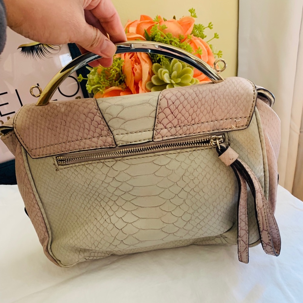 Guess Otilia Half Flap Python Embossed Handbag - image 7